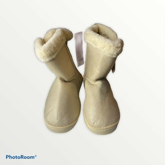 Kenzie Girl Youth Sz 2 Gold Boots Bow Detail NWT - Picture 3 of 7